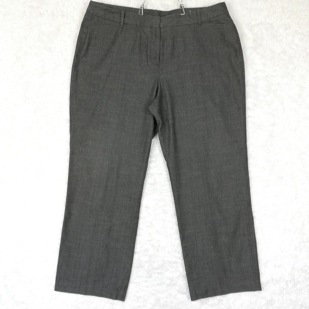Worthington Womens Pants Trouser Straight Leg Gray Classic Flat Front Plus 18W